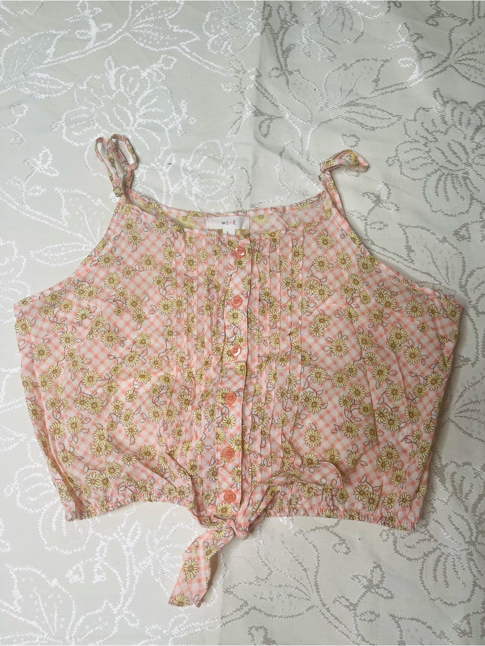 mine Pink Floral Tie-Front Camisole